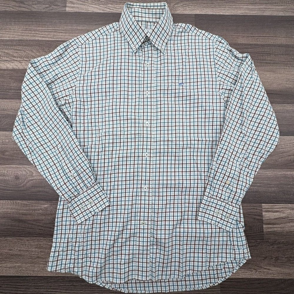 Southern Tide Medium 100% Cotton‎ Long Sleeved Plaid Button Up Shirt
